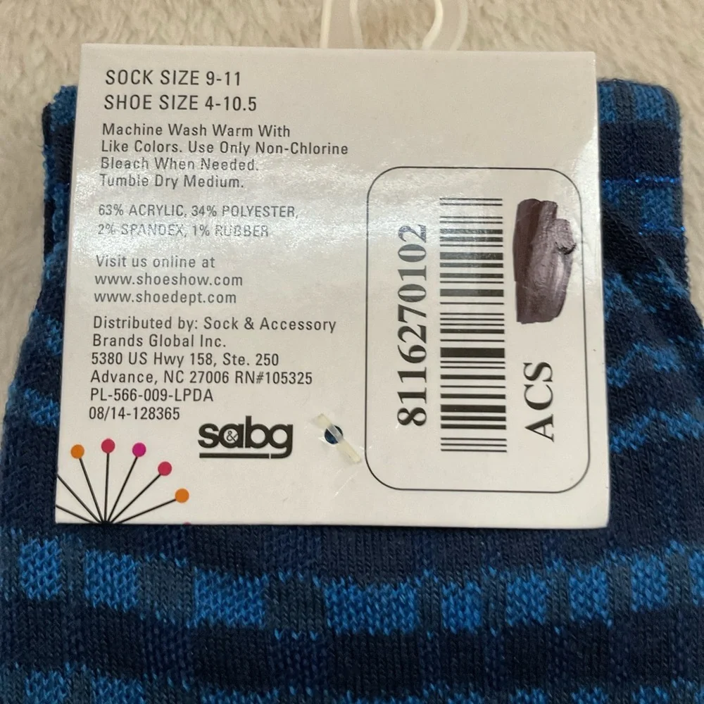 Dominique Blue Plaid Women's Socks - Fits 9-11